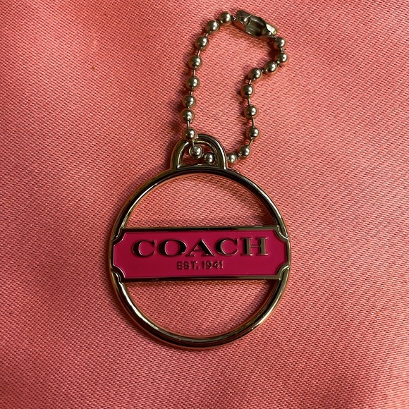 Coach Handbags - Coach pink and silver logo bag charm